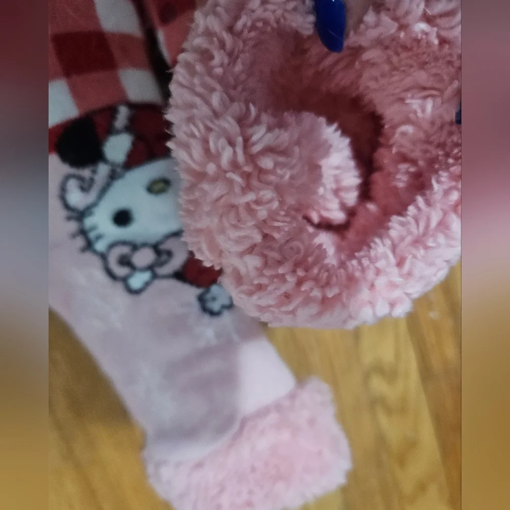 Hello Kitty Pink and Red Fuzzy Thick Holiday Socks